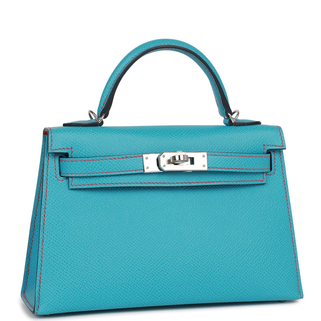 Hermès Special Order (HSS) Kelly Sellier 20 Bleu du Nord and Bougainvillea Epsom Palladium Hardware