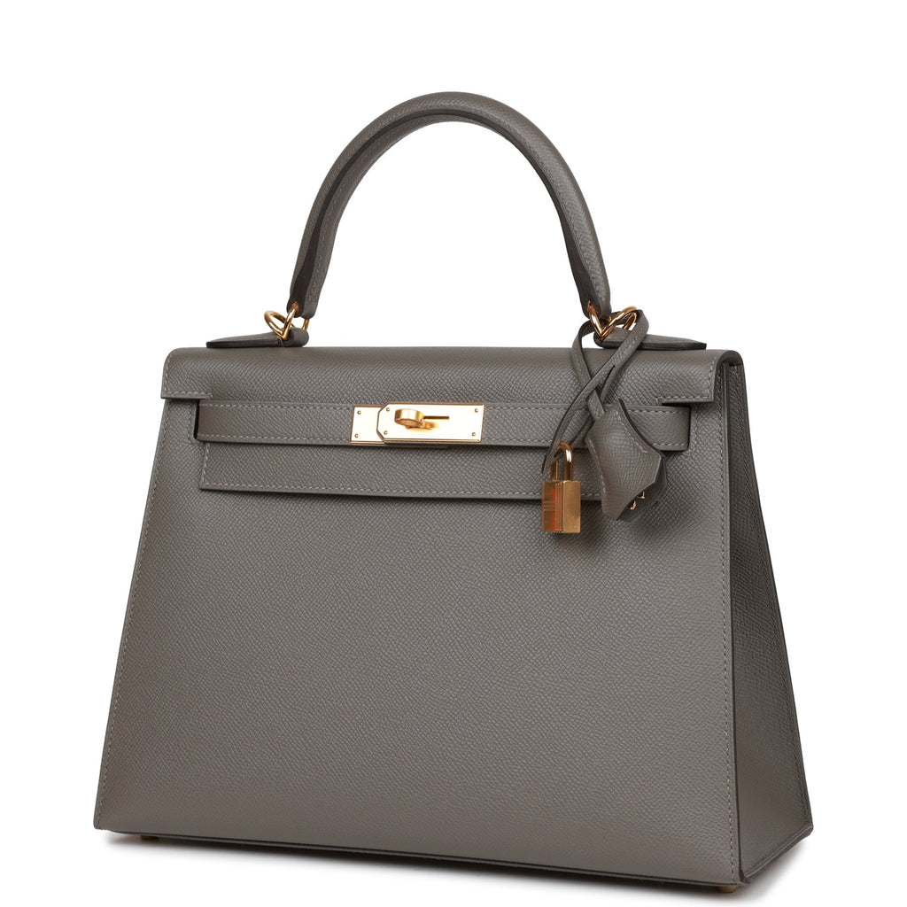 Hermès Kelly Sellier 28 Gris Meyer Epsom Gold Hardware