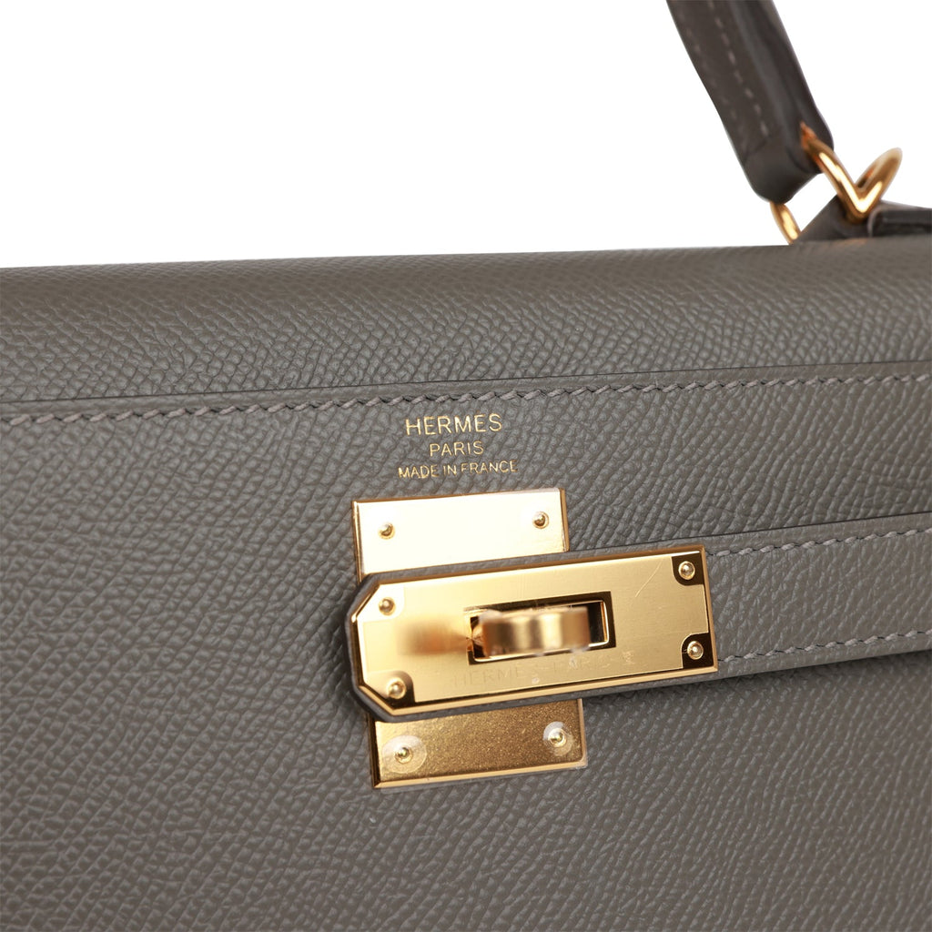 Hermès Kelly Sellier 28 Gris Meyer Epsom Gold Hardware