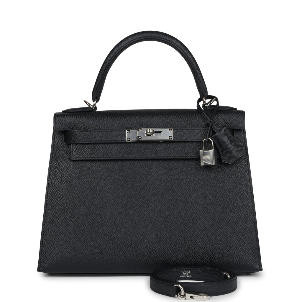 Hermès Kelly Sellier 28 Black Epsom Palladium Hardware