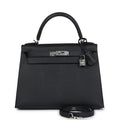 Hermès Kelly Sellier 28 Black Epsom Palladium Hardware