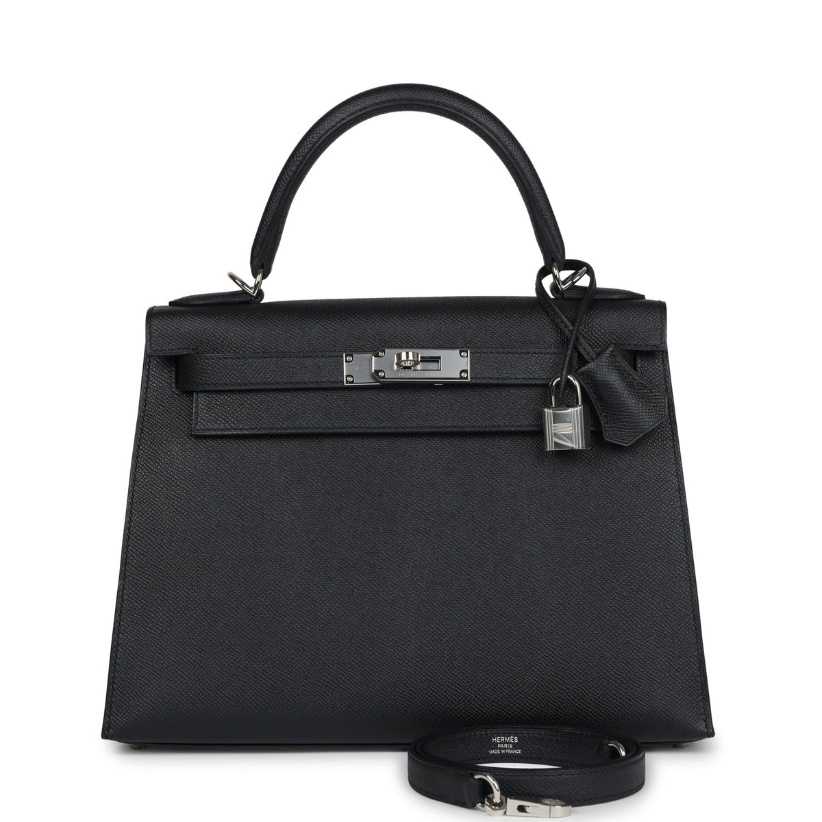Hermès Kelly Sellier 28 Black Epsom Palladium Hardware