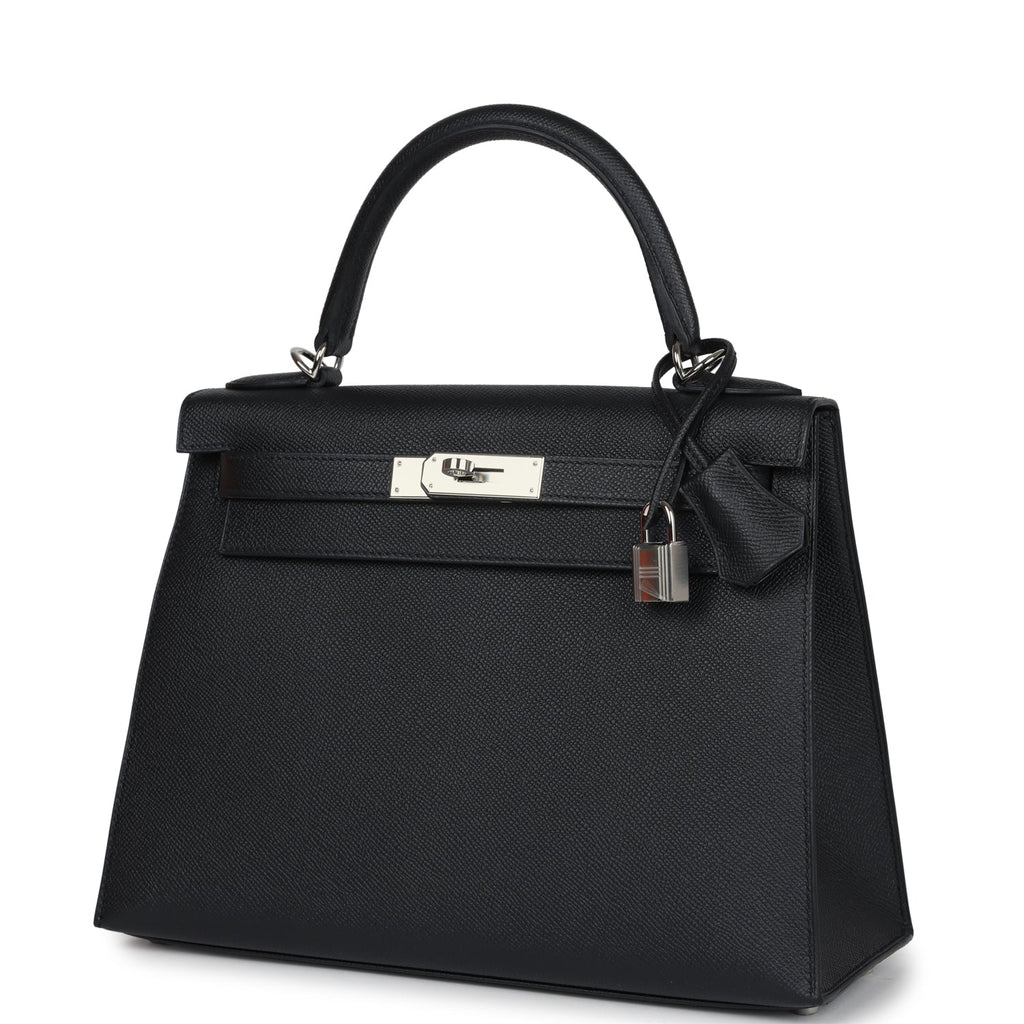 Hermès Kelly Sellier 28 Black Epsom Palladium Hardware