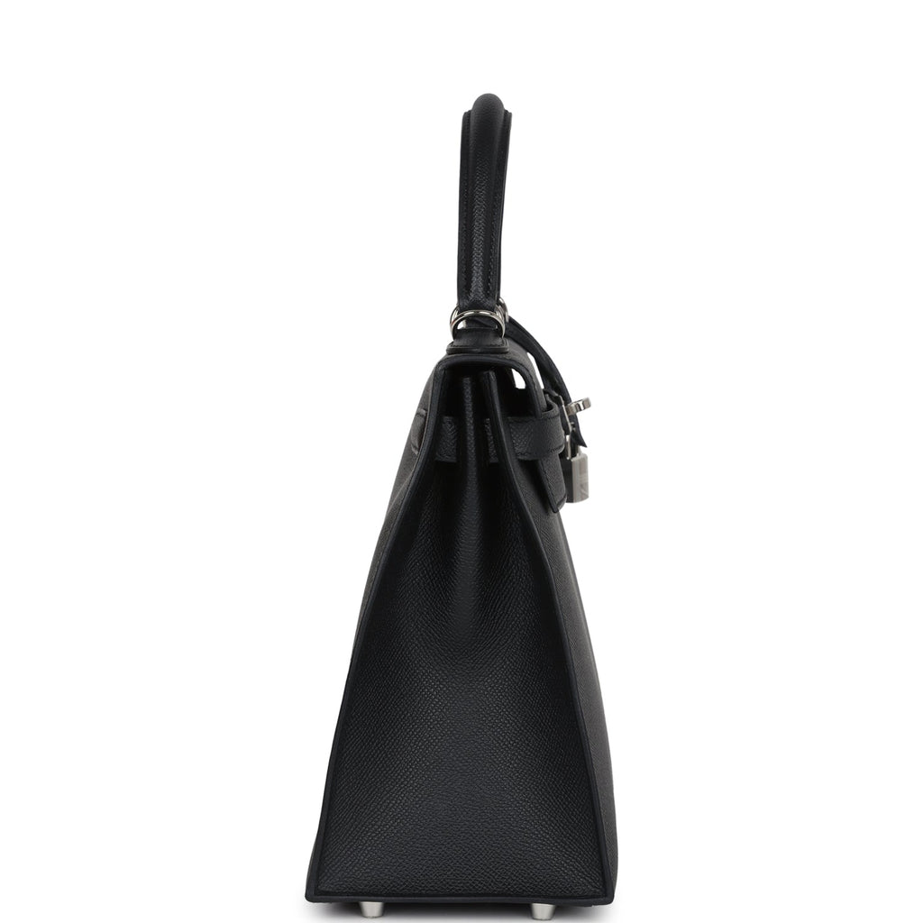 Hermès Kelly Sellier 28 Black Epsom Palladium Hardware