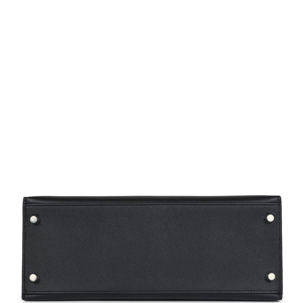 Hermès Kelly Sellier 28 Black Epsom Palladium Hardware