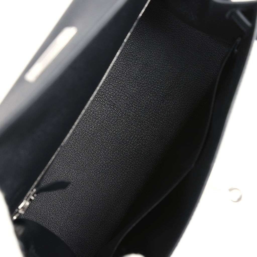Hermès Kelly Sellier 28 Black Epsom Palladium Hardware