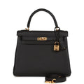 Hermès Kelly Retourne 25 Black Togo Gold Hardware