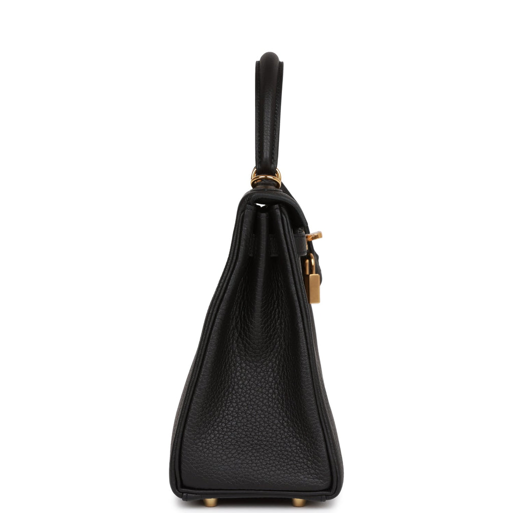 Hermès Kelly Retourne 25 Black Togo Gold Hardware