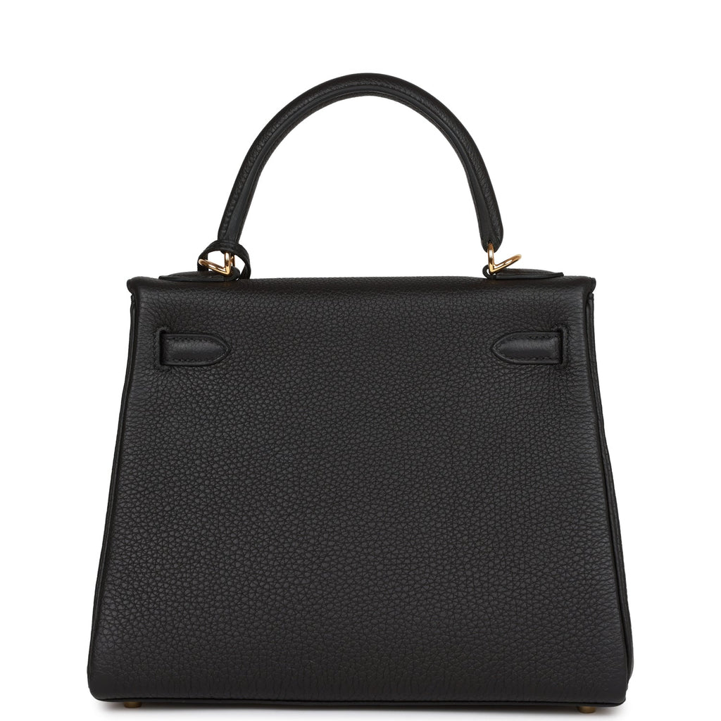 Hermès Kelly Retourne 25 Black Togo Gold Hardware