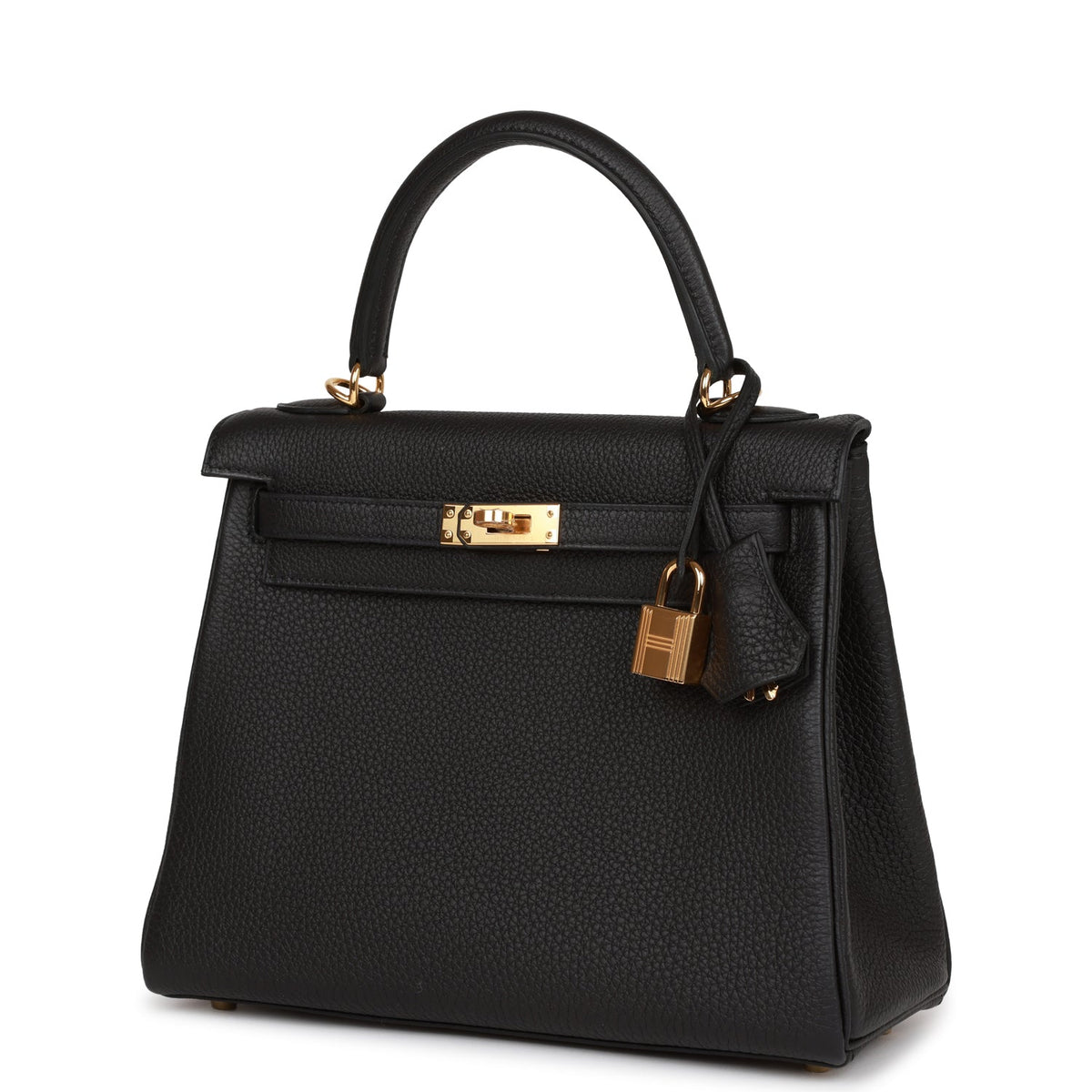 Hermès Kelly Retourne 25 Black Togo Gold Hardware
