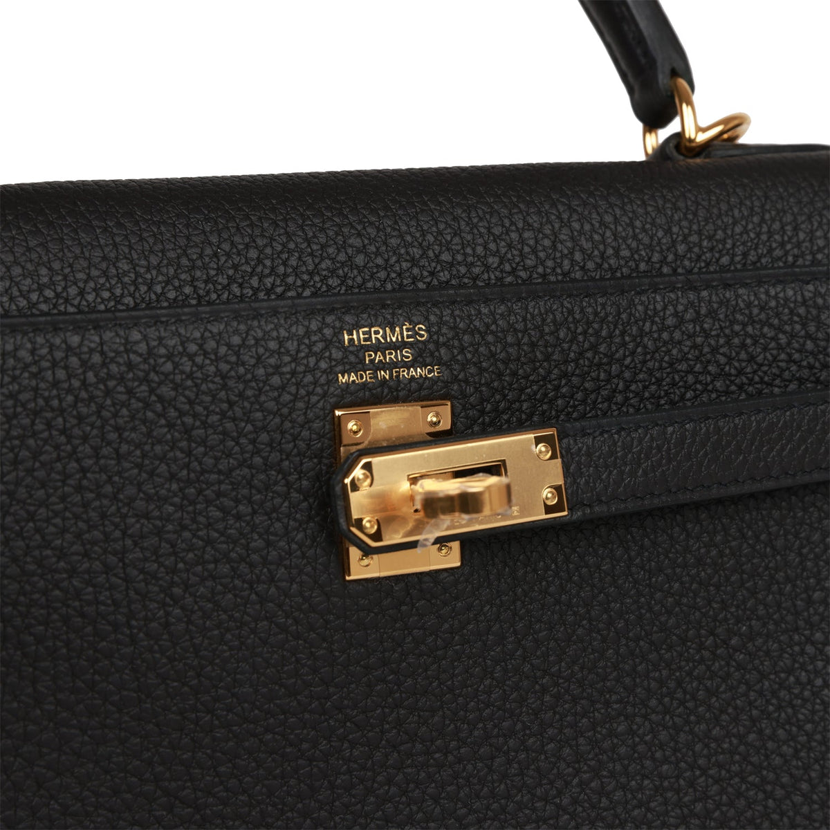 Hermès Kelly Retourne 25 Black Togo Gold Hardware
