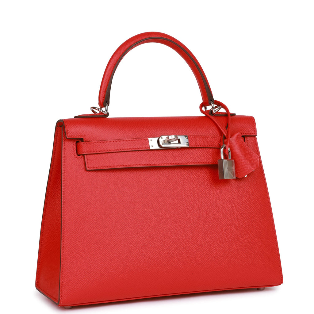 Hermès Kelly Sellier 25 Rouge de Coeur Verso Epsom Palladium Hardware
