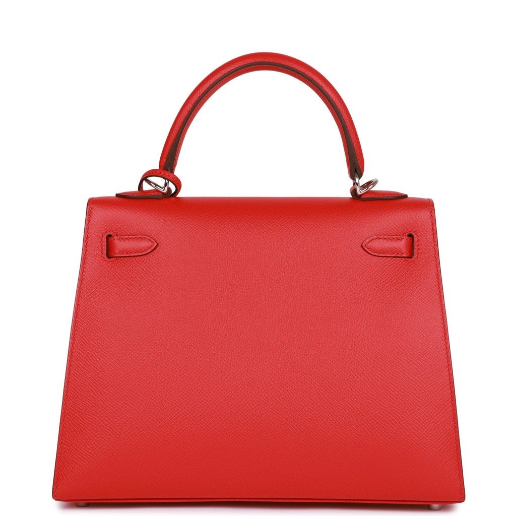 Hermès Kelly Sellier 25 Rouge de Coeur Verso Epsom Palladium Hardware
