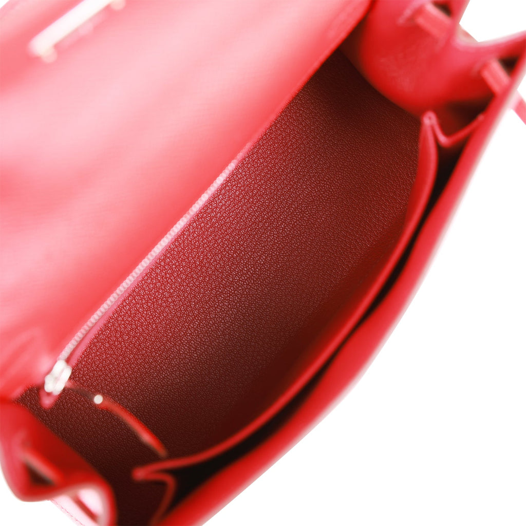 Hermès Kelly Sellier 25 Rouge de Coeur Verso Epsom Palladium Hardware