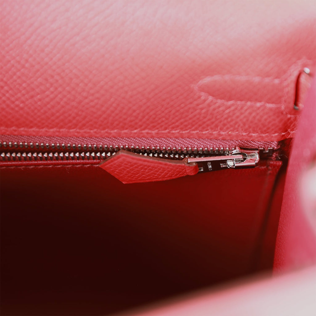 Hermès Kelly Sellier 25 Rouge de Coeur Verso Epsom Palladium Hardware