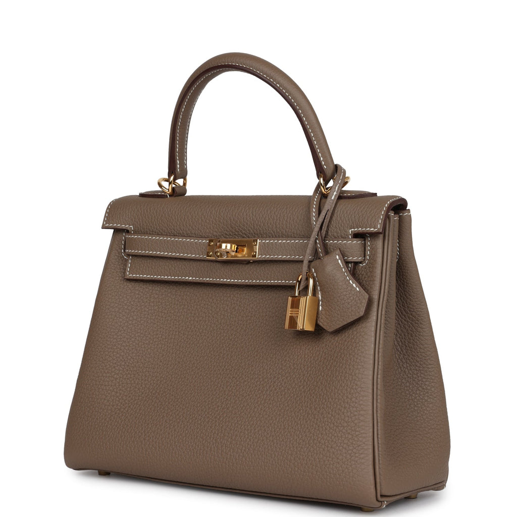 Hermès Kelly Retourne 25 Etoupe Togo Gold Hardware