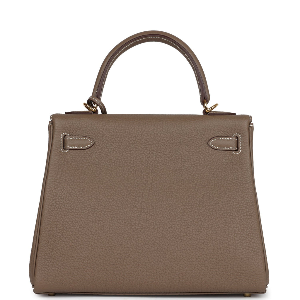Hermès Kelly Retourne 25 Etoupe Togo Gold Hardware