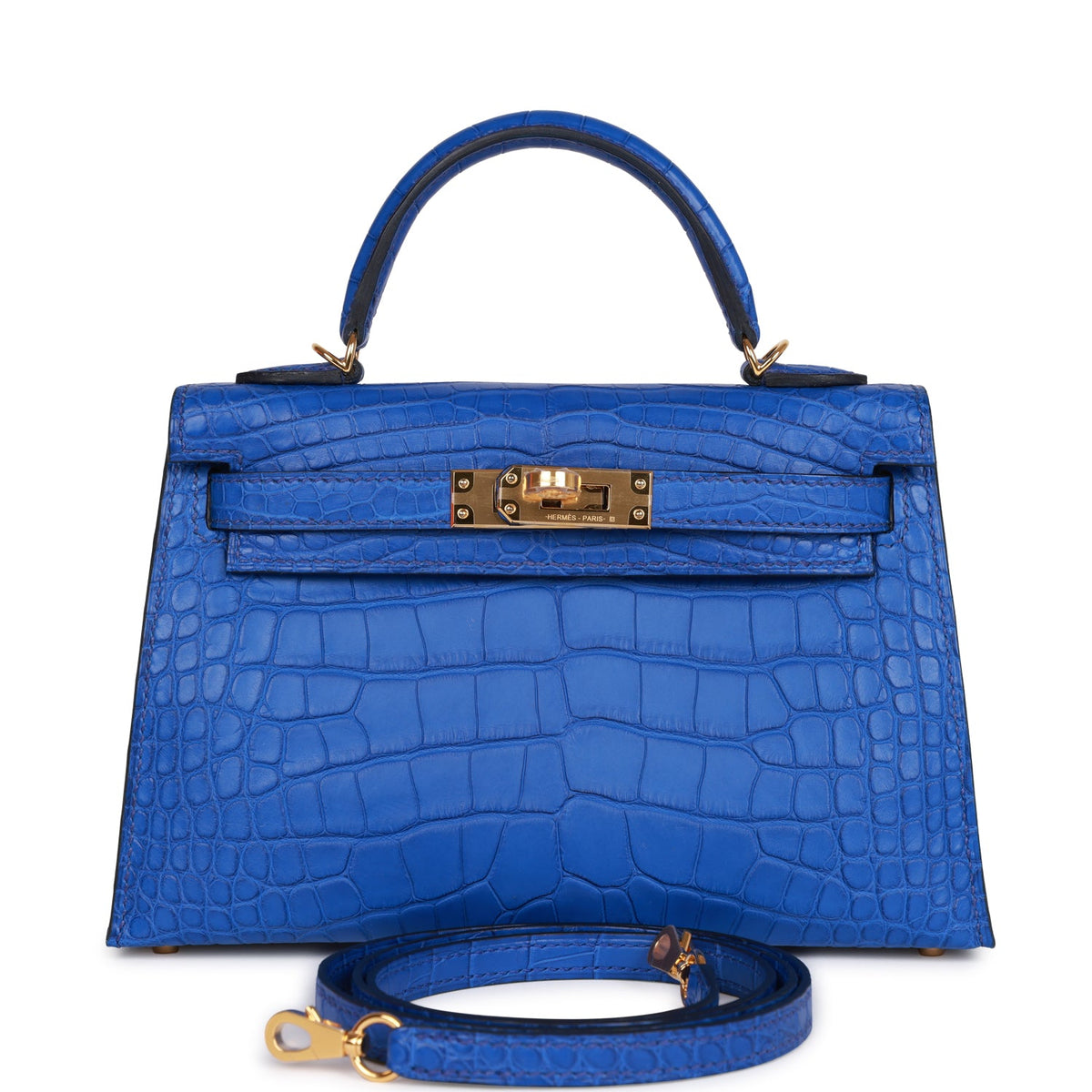 Hermès Kelly Sellier 20 Bleu Royal Matte Faux Leather Gold Hardware
