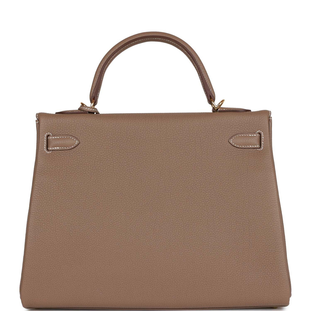 Hermès Kelly Retourne 32 Etoupe Togo Gold Hardware