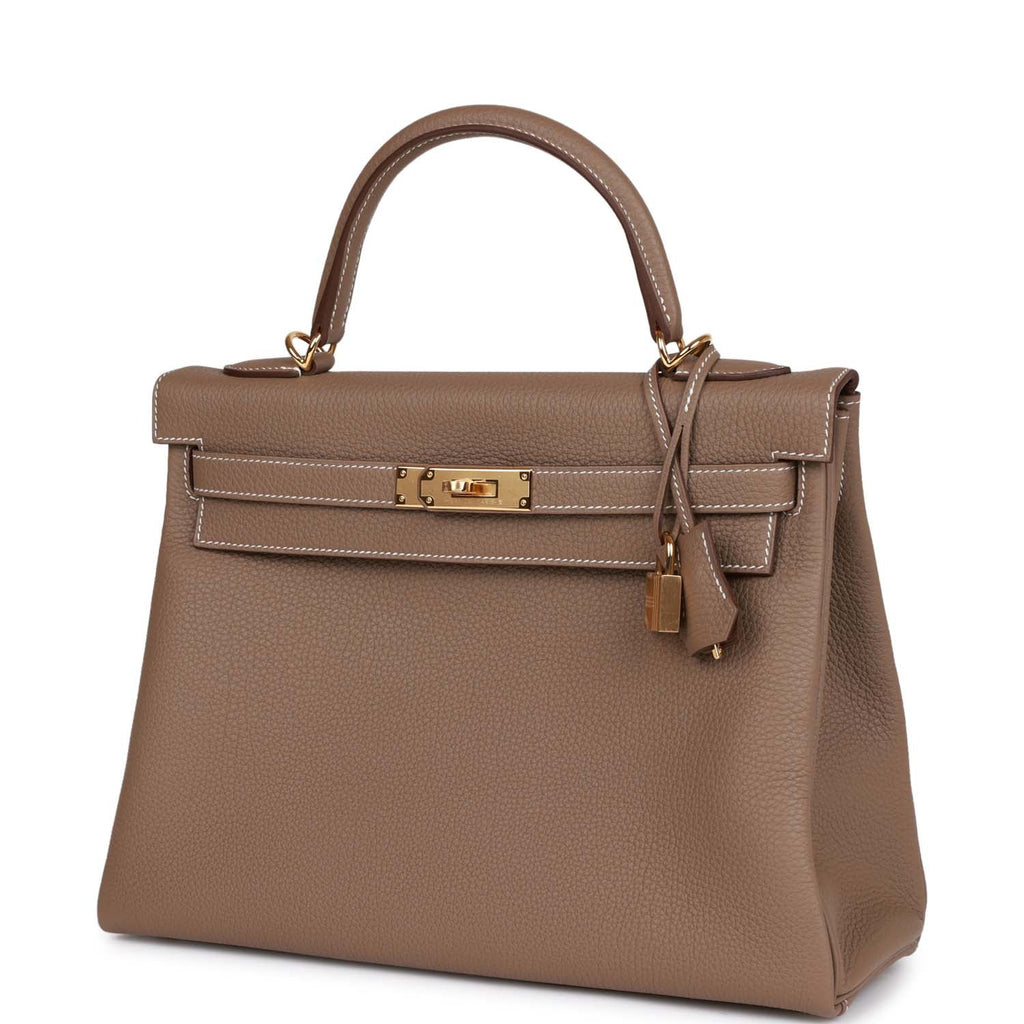 Hermès Kelly Retourne 32 Etoupe Togo Gold Hardware