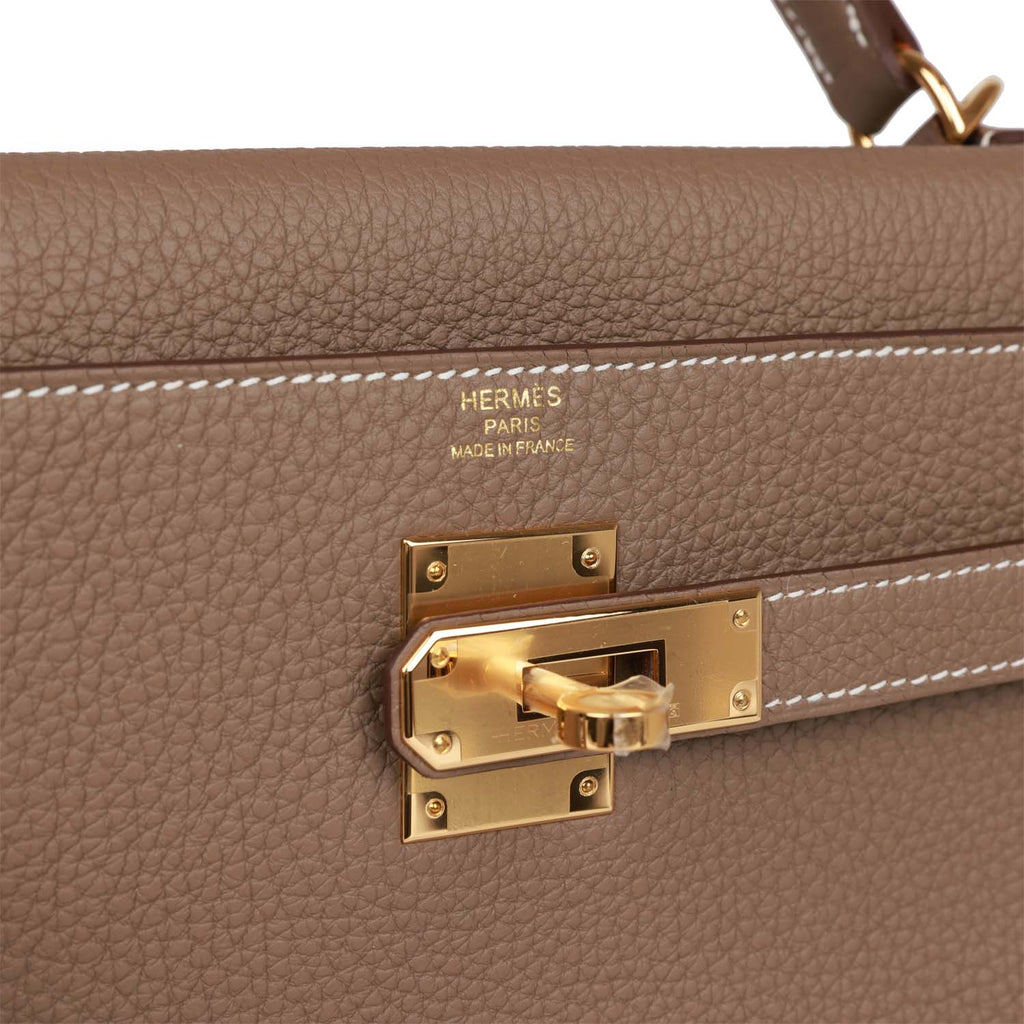 Hermès Kelly Retourne 32 Etoupe Togo Gold Hardware