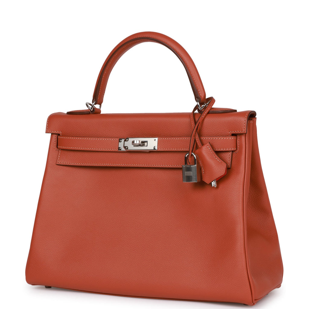 Hermès Kelly Retourne 32 Blush Verso Evercolor Palladium Hardware