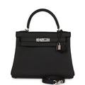 Hermès Kelly Retourne 28 Black Togo Palladium Hardware