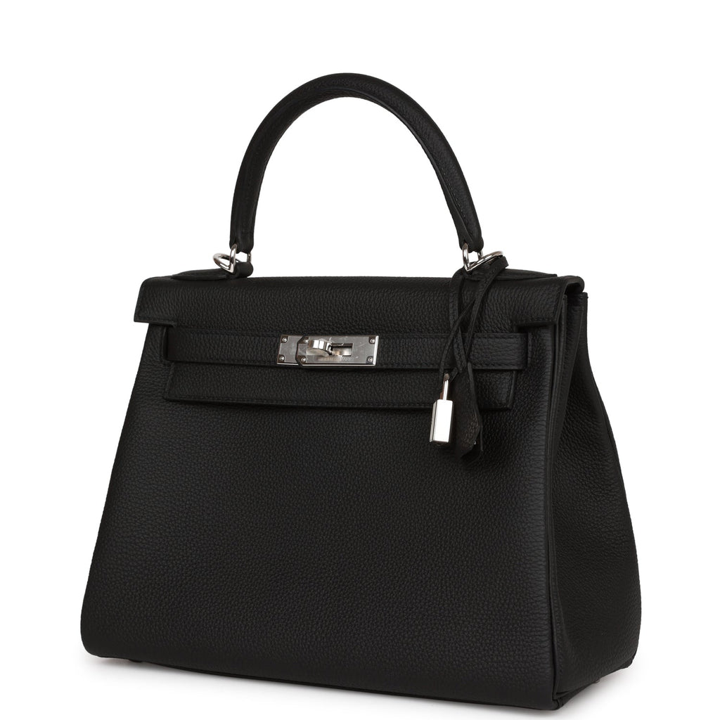 Hermès Kelly Retourne 28 Black Togo Palladium Hardware
