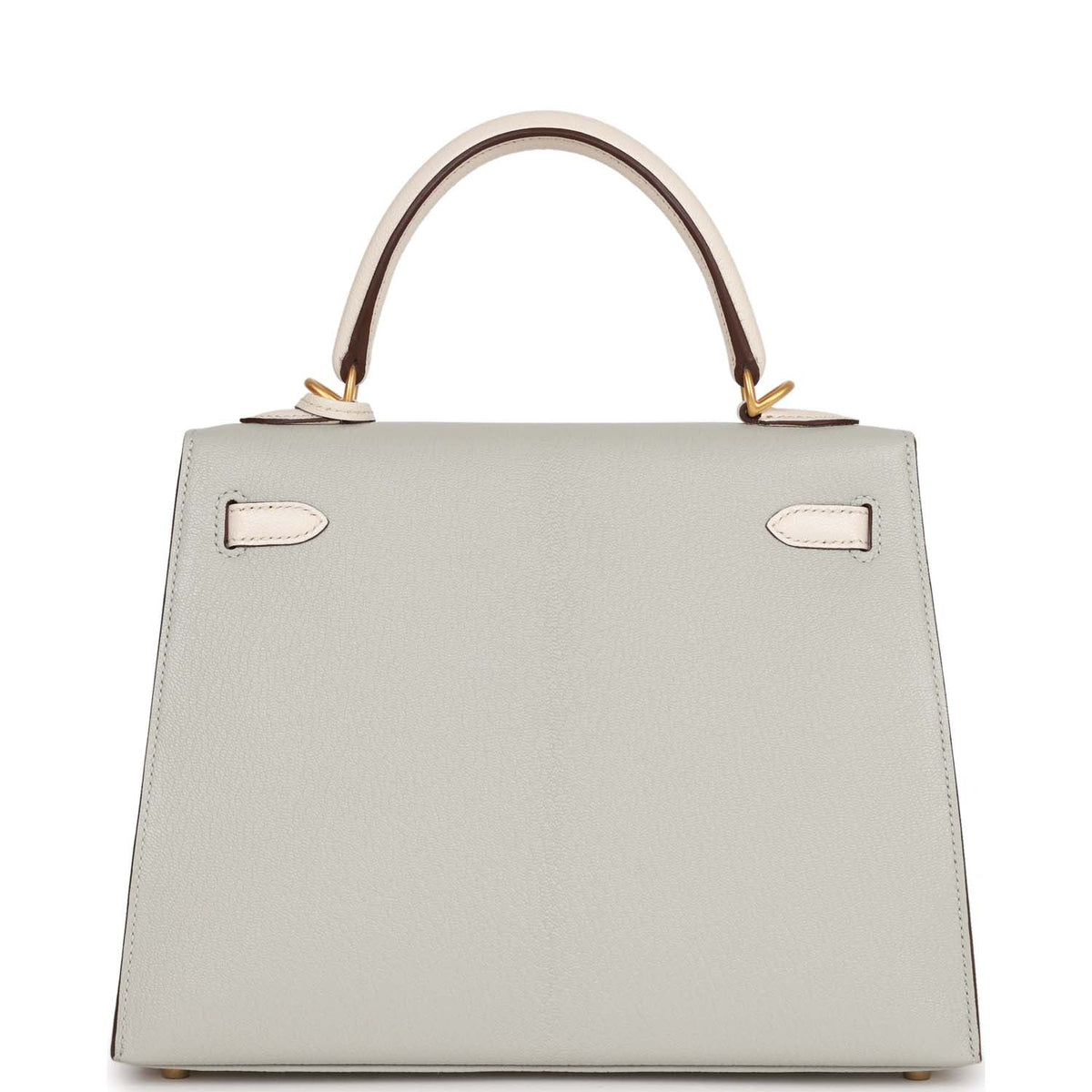 Hermès Special Order (HSS) Kelly Sellier 25 Gris Perle and Nata Chevre Brushed Gold Hardware