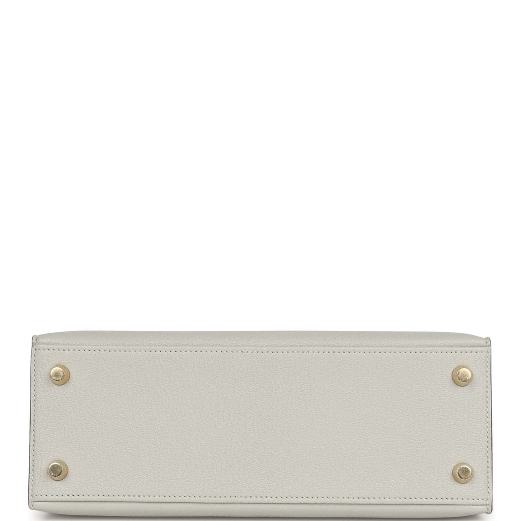 Hermès Special Order (HSS) Kelly Sellier 25 Gris Perle and Nata Chevre Brushed Gold Hardware