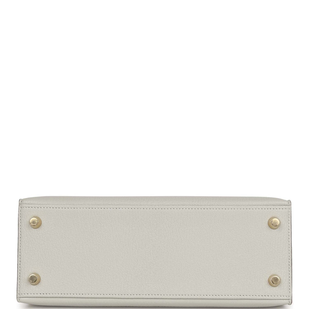 Hermès Special Order (HSS) Kelly Sellier 25 Gris Perle and Nata Chevre Brushed Gold Hardware