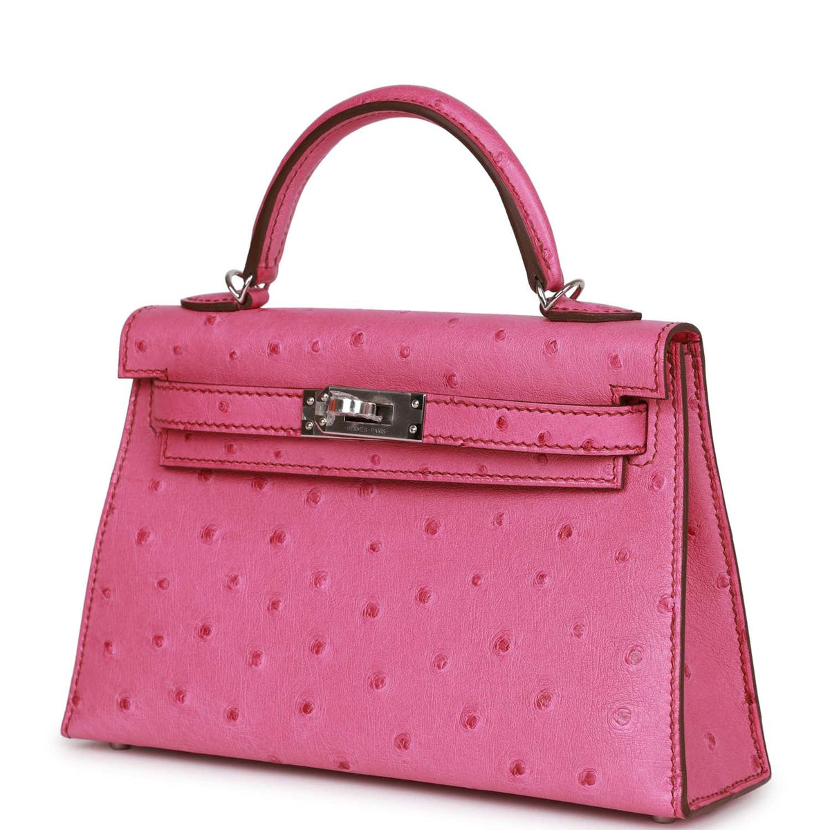 Hermès Kelly Sellier 20 Fuchsia Ostrich Palladium Hardware
