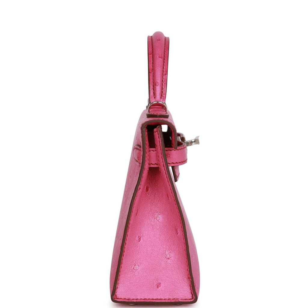 Hermès Kelly Sellier 20 Fuchsia Ostrich Palladium Hardware