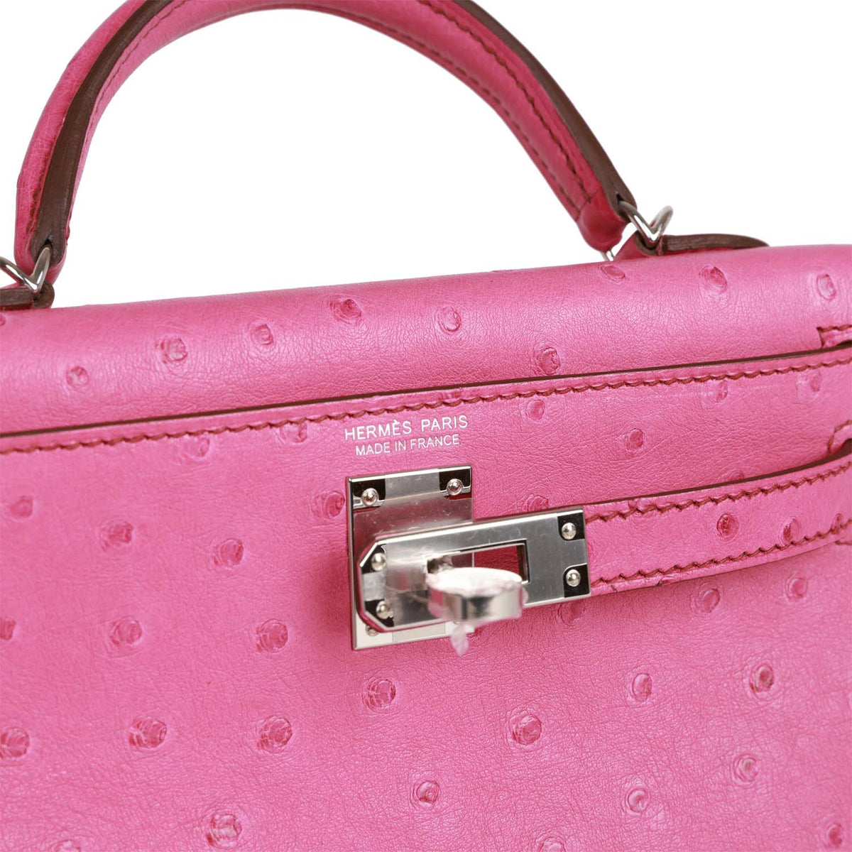 Hermès Kelly Sellier 20 Fuchsia Ostrich Palladium Hardware