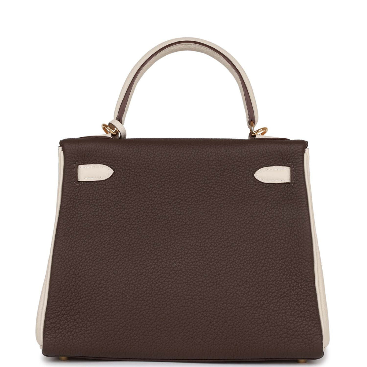 Hermès Special Order (HSS) Kelly Retourne 25 Ebene and Craie Togo Gold Hardware