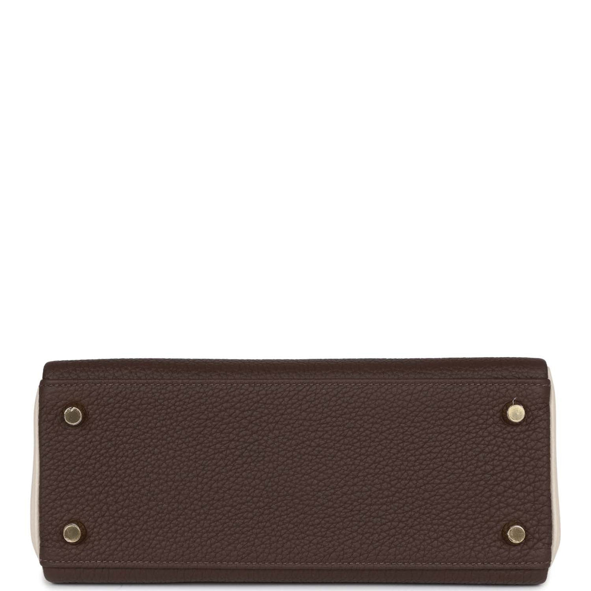Hermès Special Order (HSS) Kelly Retourne 25 Ebene and Craie Togo Gold Hardware
