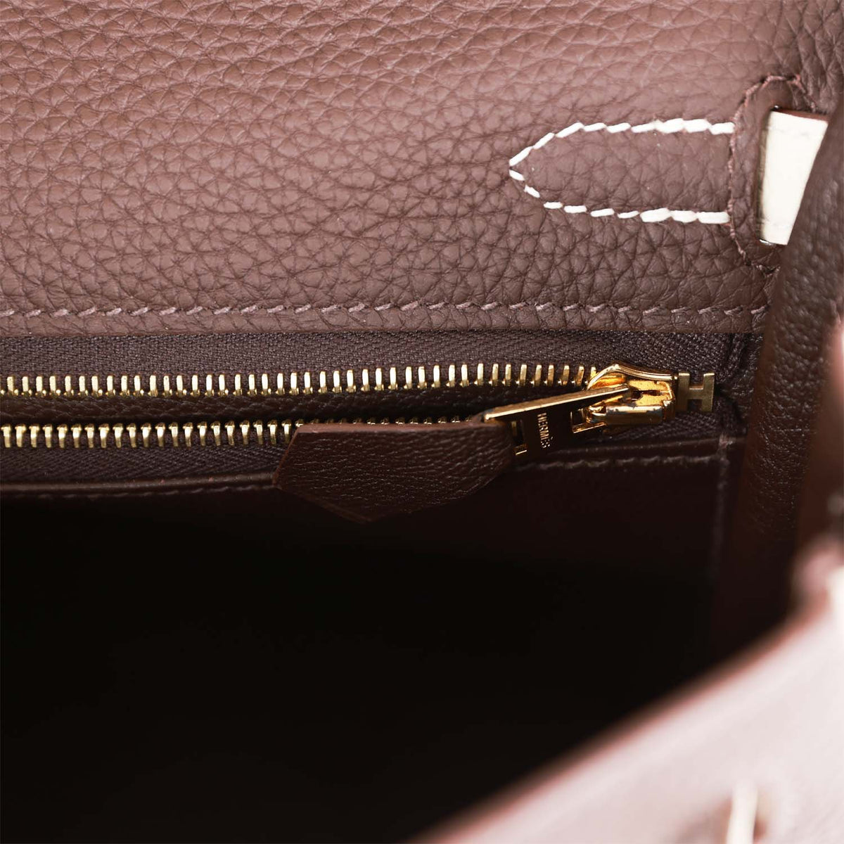 Hermès Special Order (HSS) Kelly Retourne 25 Ebene and Craie Togo Gold Hardware