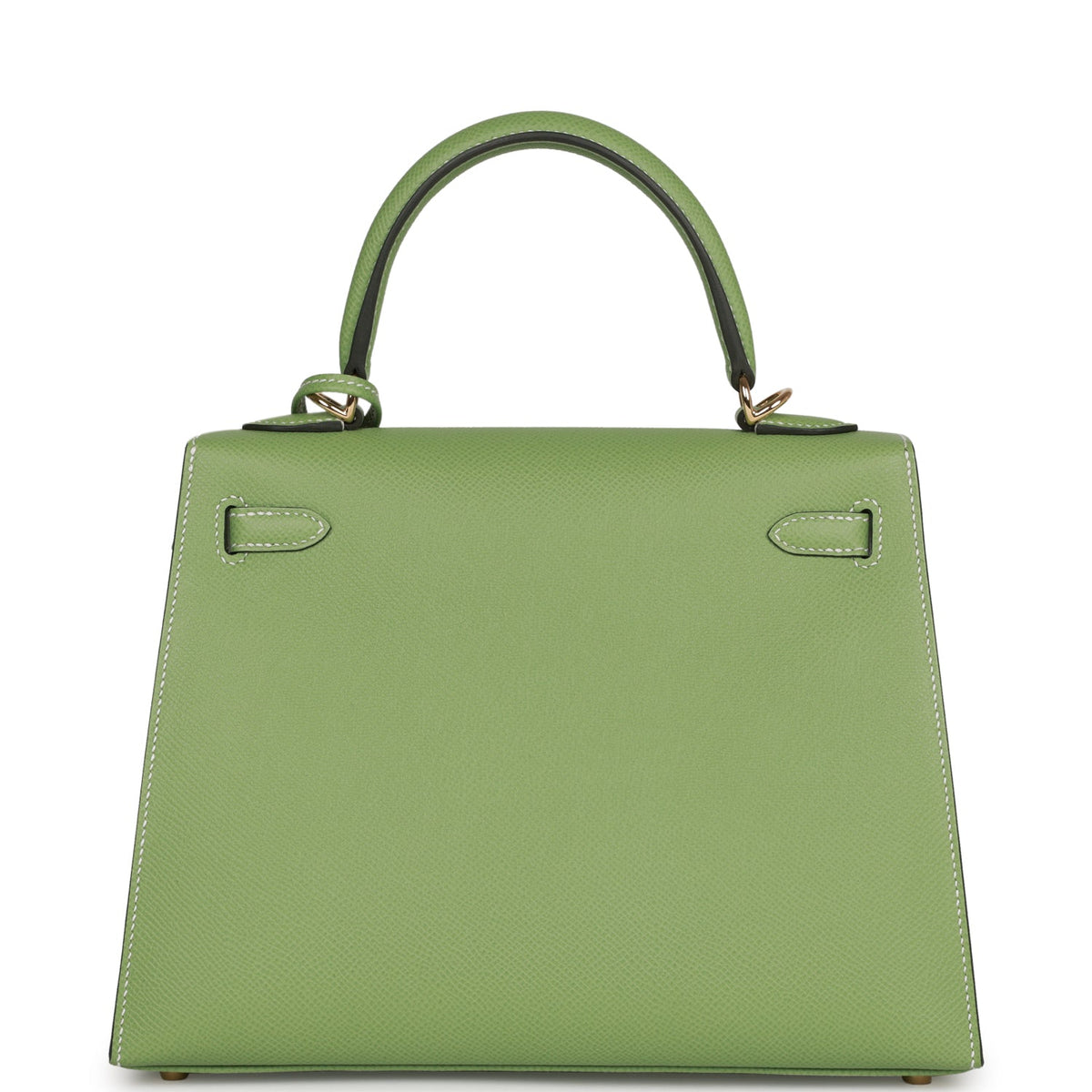 Hermès Special Order (HSS) Kelly Sellier 25 Vert Criquet Epsom Permabrass Hardware