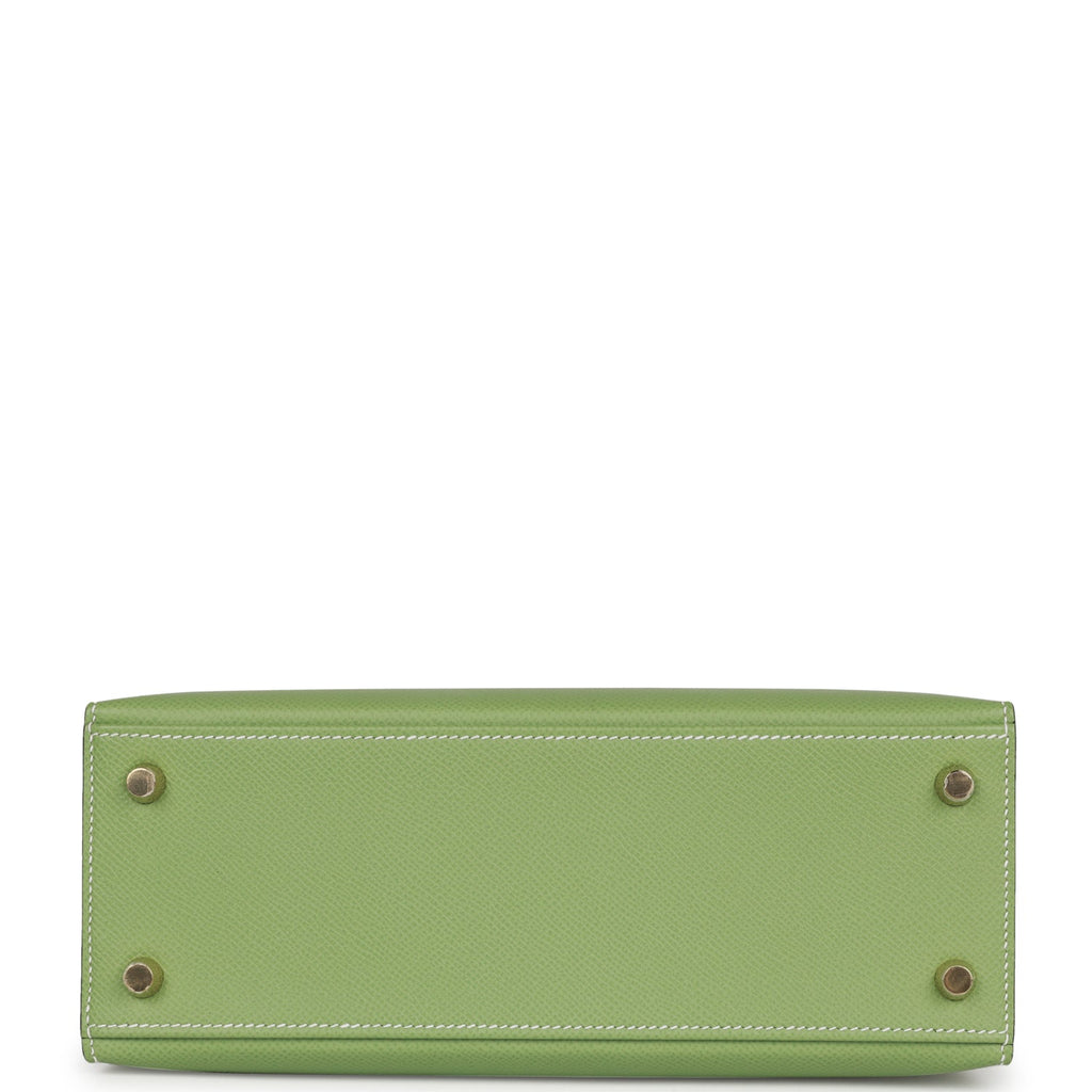Hermès Special Order (HSS) Kelly Sellier 25 Vert Criquet Epsom Permabrass Hardware