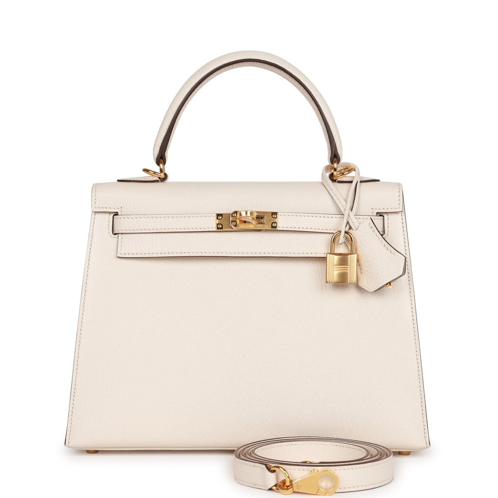 Hermès Special Order (HSS) Kelly Sellier 25 Nata Verso Chevre Gold Hardware