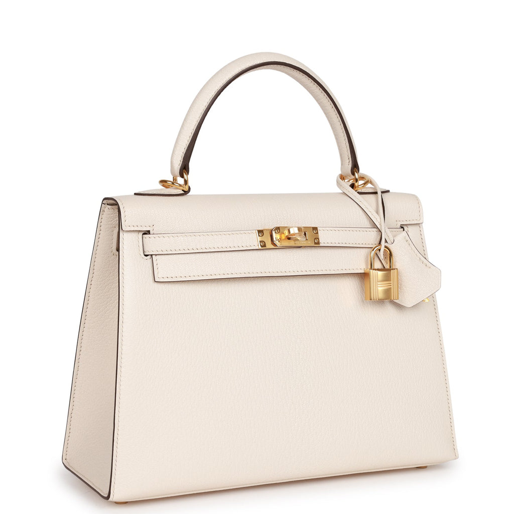 Hermès Special Order (HSS) Kelly Sellier 25 Nata Verso Chevre Gold Hardware