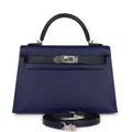 Hermès Special Order (HSS) Kelly Sellier 20 Bleu Encre and Bleu Indigo Chevre Mysore Palladium Hardware