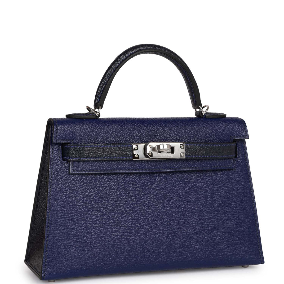 Hermès Special Order (HSS) Kelly Sellier 20 Bleu Encre and Bleu Indigo Chevre Mysore Palladium Hardware