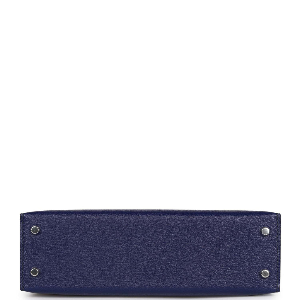 Hermès Special Order (HSS) Kelly Sellier 20 Bleu Encre and Bleu Indigo Chevre Mysore Palladium Hardware