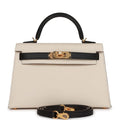 Hermès Special Order (HSS) Kelly Sellier 20 Craie and Black Epsom Gold Hardware