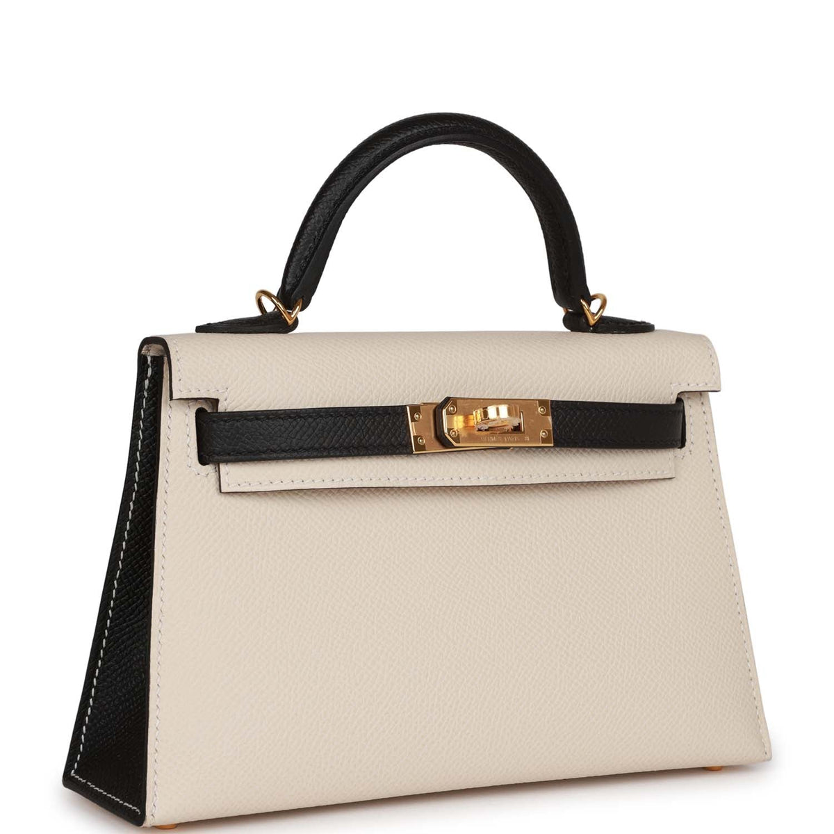 Hermès Special Order (HSS) Kelly Sellier 20 Craie and Black Epsom Gold Hardware