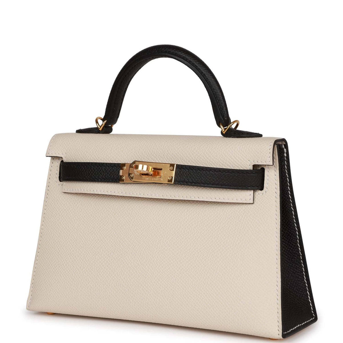 Hermès Special Order (HSS) Kelly Sellier 20 Craie and Black Epsom Gold Hardware