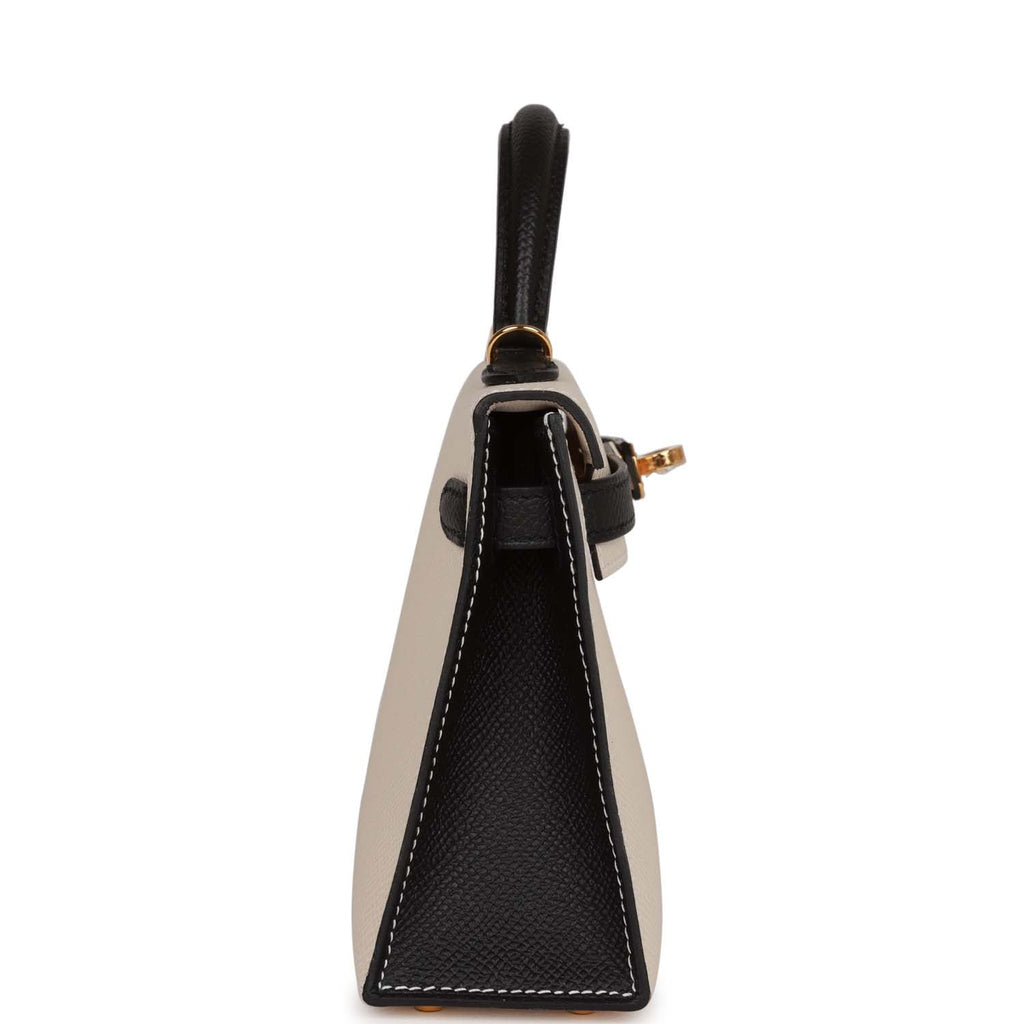 Hermès Special Order (HSS) Kelly Sellier 20 Craie and Black Epsom Gold Hardware