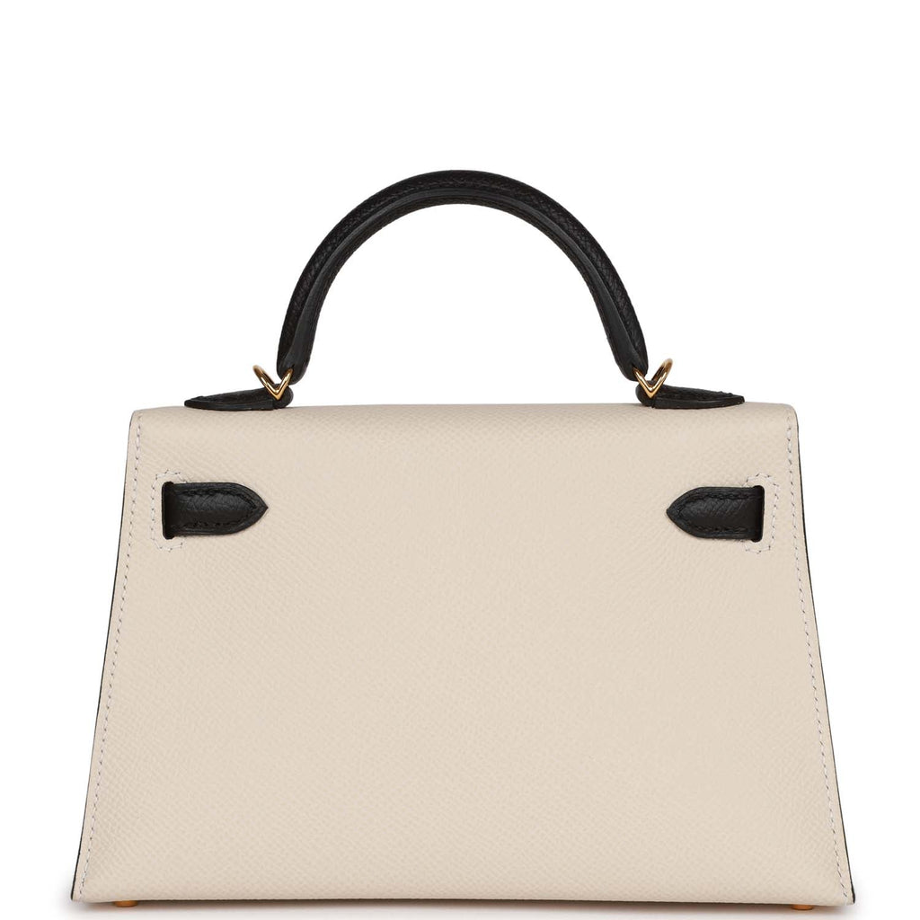 Hermès Special Order (HSS) Kelly Sellier 20 Craie and Black Epsom Gold Hardware