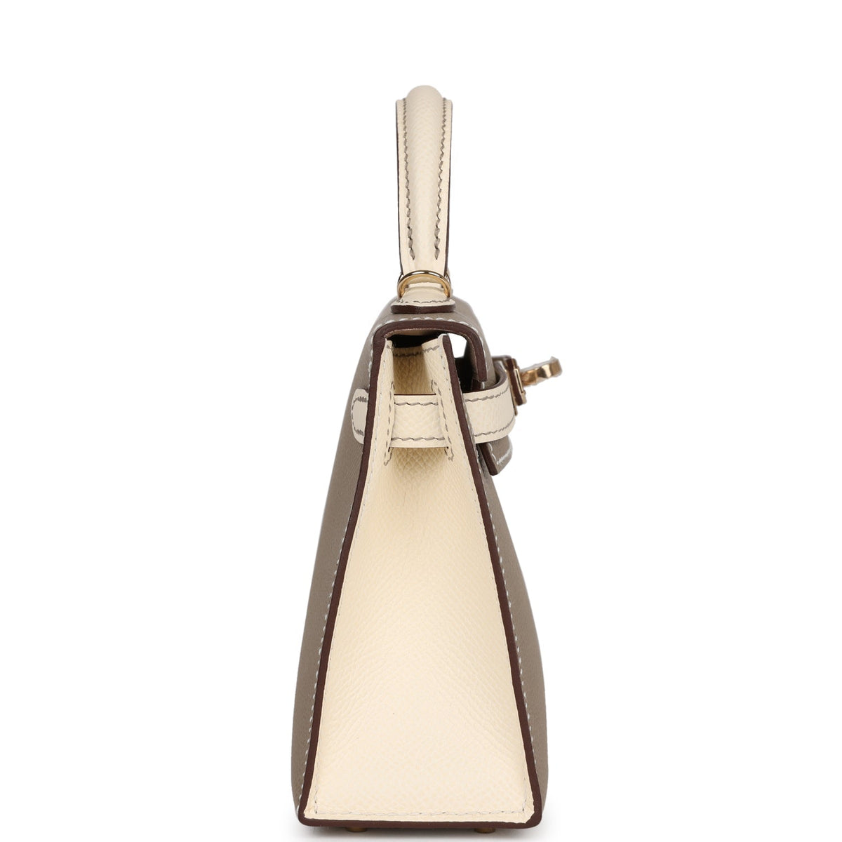 Hermès Special Order (HSS) Kelly 20 Nata and Gris Asphalte Epsom Sellier Gold Hardware